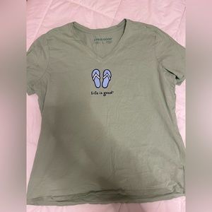 Life is Good V-neck T-shirt (Size:L)
